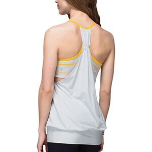 Lululemon Gray and Yellow No Limits Sports Bra Tank Top Padded Combo 4